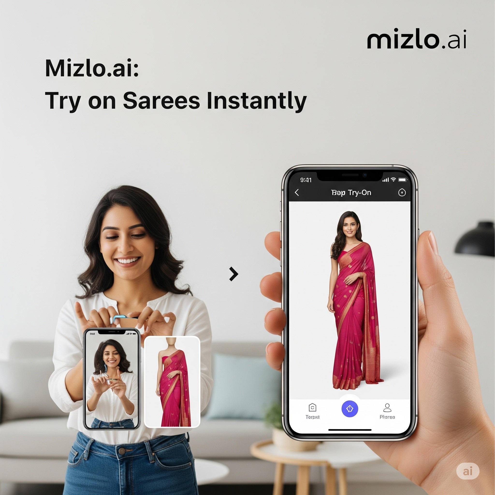 Try on Sarees Instantly with Mizlo AI